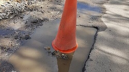 Pothole with cone 