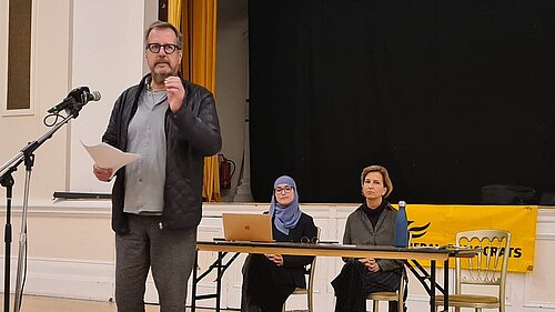 Professor John Holmwood speaking to Waltham Forest Liberal Democrats on 6 November 2023