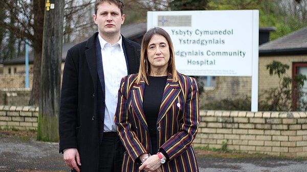 David Chadwick MP and Jane Dodds MS outside of Ystradgynlais Hospital