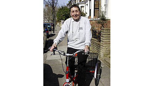 Margot Dunn riding her bicycle