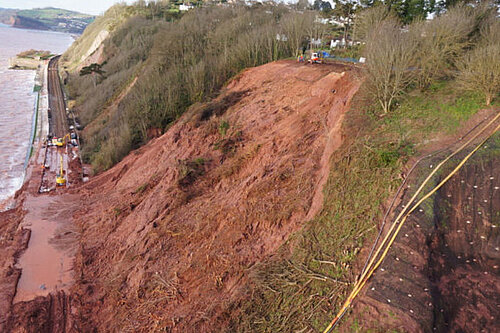 image of cliff fall onto railway