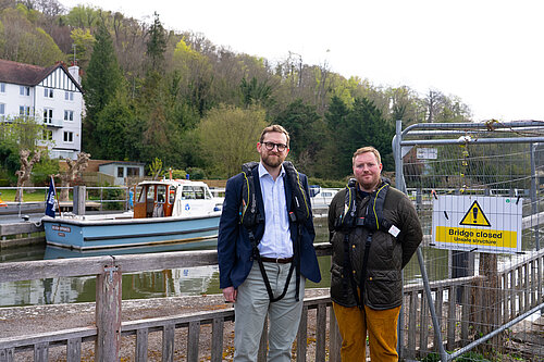 Freddie van Mierlo, MP for Henley and Thame and Cllr Rory Hunt, the Mayor of Henley on Thames at Marsh Lock