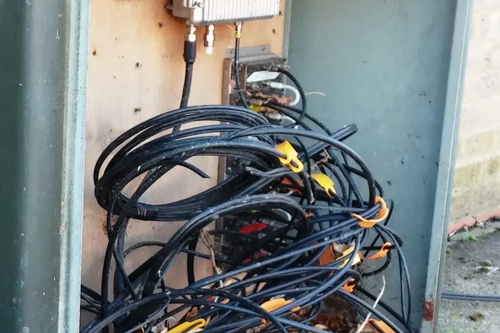 Spring 2018-One of many examples of dangerously exposed utility boxes in Cippenham Meadows