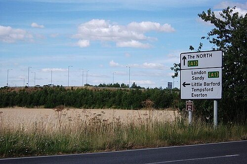 Road sign showing Tempsford and Little Barford