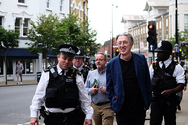 Paul Kohler MP with local officers in Wimbledon town centre