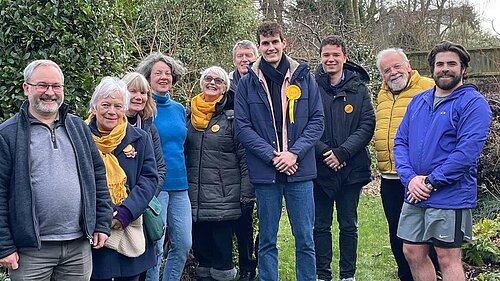 Josh campaigning with supporters