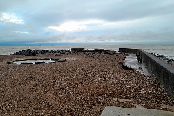 Storm damage on seafront