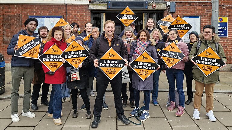 Councillor Charlie Clinton and the campaign group at Alperton