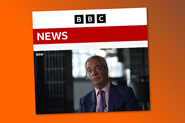Screenshot showing Nigel Farage on BBC website