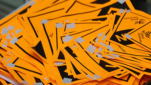 A photo of Lib Dem flyers.