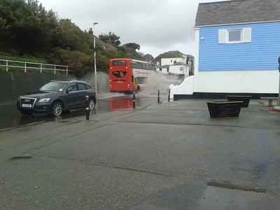 Sandgate Esplanade road and pavement flooding