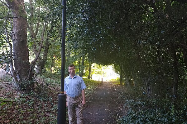 Cllr Will Frassat the Threshfield Path connecting to Stockport Road