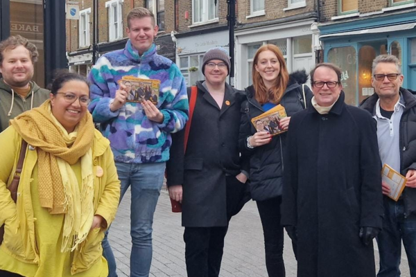 Josh Hadley with Lib Dem campaigners