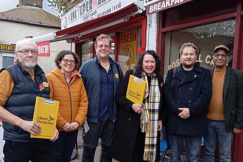 The team with Lib Dem Vice-President Victoria Collins MP