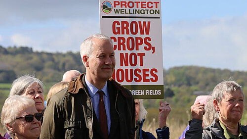 Gideon Amos MP at Wellington protest