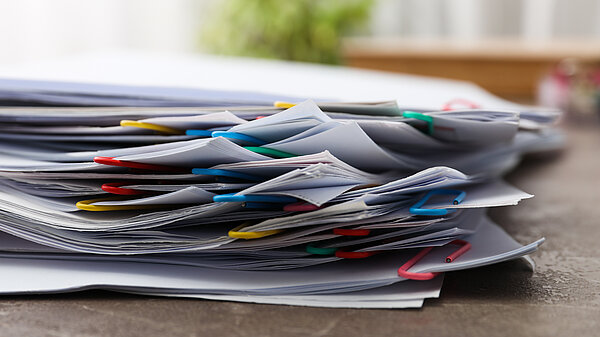 A stack of paperwork