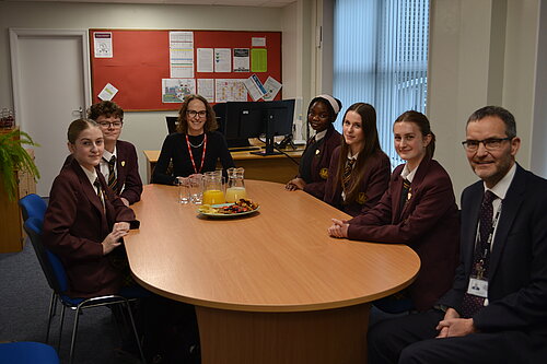 Alison meeting with Oathall students