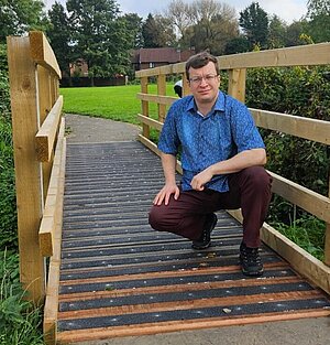 A lovely new wooden deck on the bridge, complete with anti-slip material