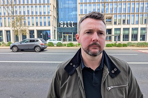 Martin Haswell standing in front of Sunderland City Hall