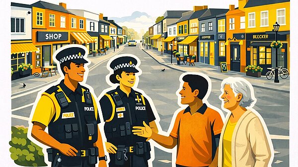 Police talking to people