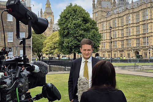 David Chadwick MP in front of Westminster
