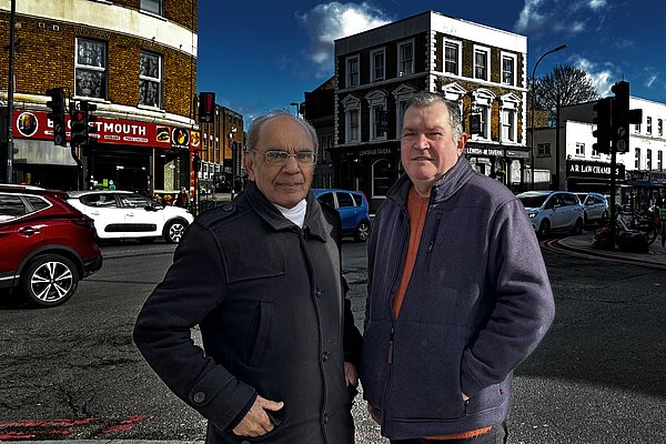 Peter Ramrayka and Chris Maines monitoring the junction at Lee Bridge