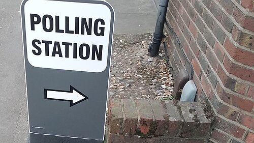 Polling station sign