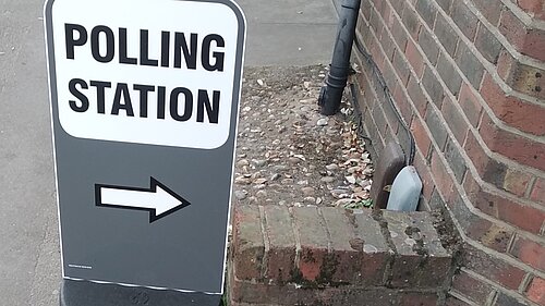 Polling station sign