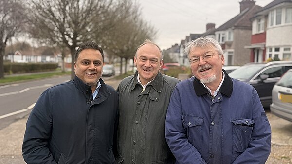 2 Councillors in Alexandra Ward with Ed Davey MP.