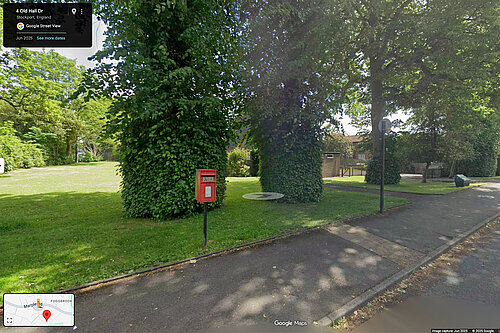 A Google Street View image showing the former post box
