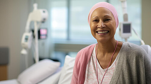 Woman wearing a headscarf in a medical setting