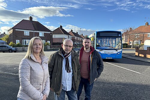 Councillors Julia Potts, Steve Donkin and Martin Haswell in Ford Estate