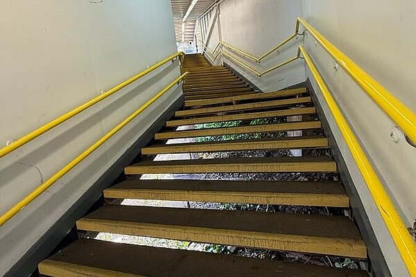 48 steps from pavement to plaorm at our nearest station Picture of the 48 steps staircase in Berrylands Station