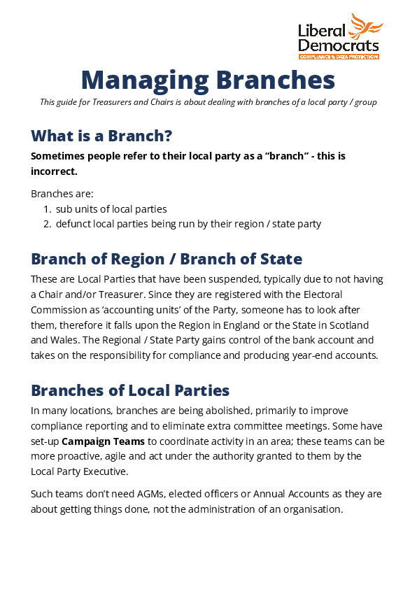 Party branches