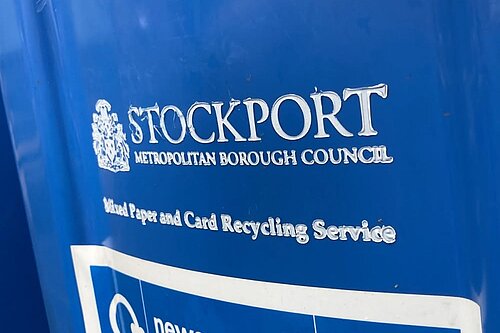 Stockport Council blue recycling bin