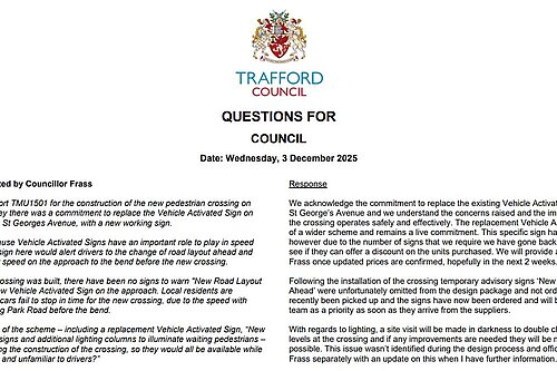 Questions for Council submitted by Councillor Frass.