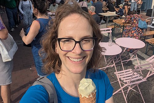 Alison with an ice cream
