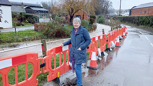 A flooded Shropshire road