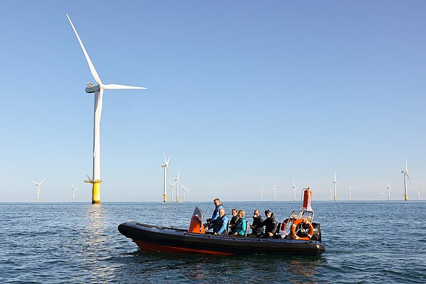 Ed Davey visiting an off-shore wind farm