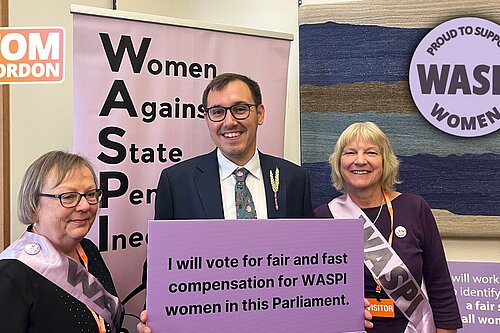 Tom Gordon stood with WASPI campaigners in Parliament