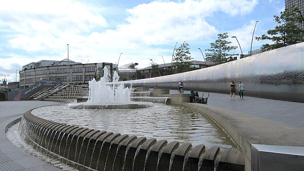 An image of a public square in Sheffield