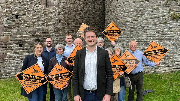 David Chadwick in front of Crickhowell Castle