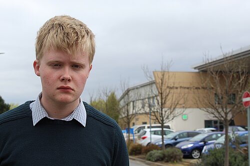 Henry Wain outside Redcar Hospital