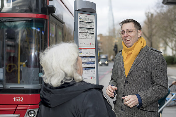 Rob at bus stop