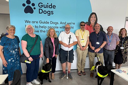 Liz Jarvis MP with Guide Dogs charity 