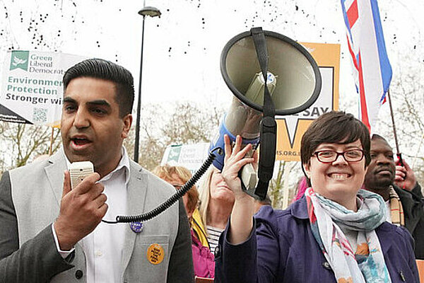 Lib Dems at a march