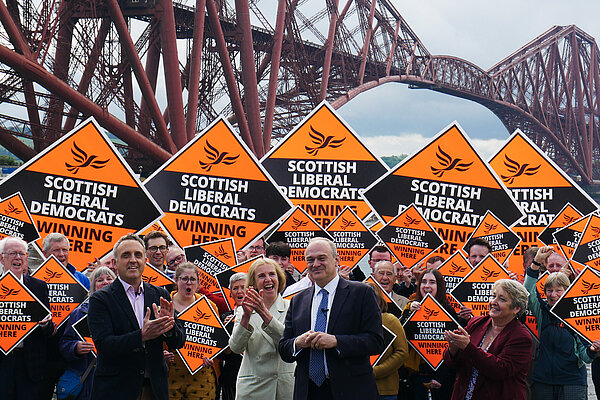 Alex Cole-Hamilton and Ed Davey at a rally in North Queensferry