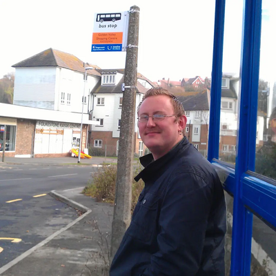 Gary Fuller at bus stop